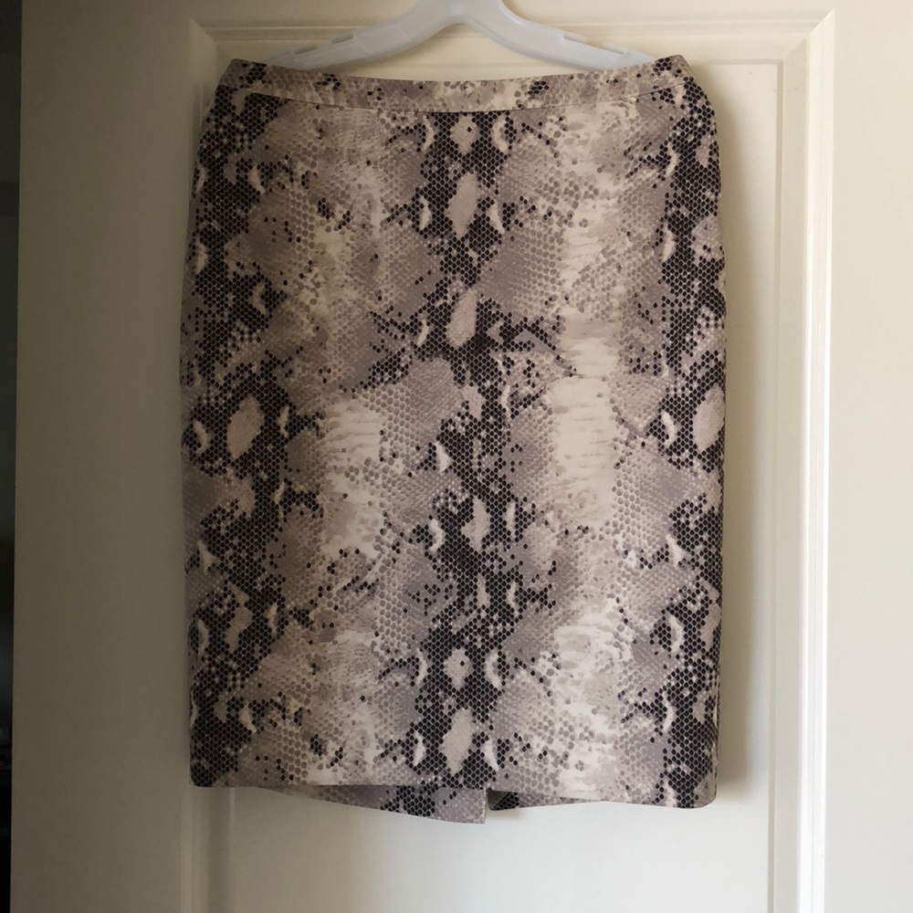 Brown reptile print pencil skirt